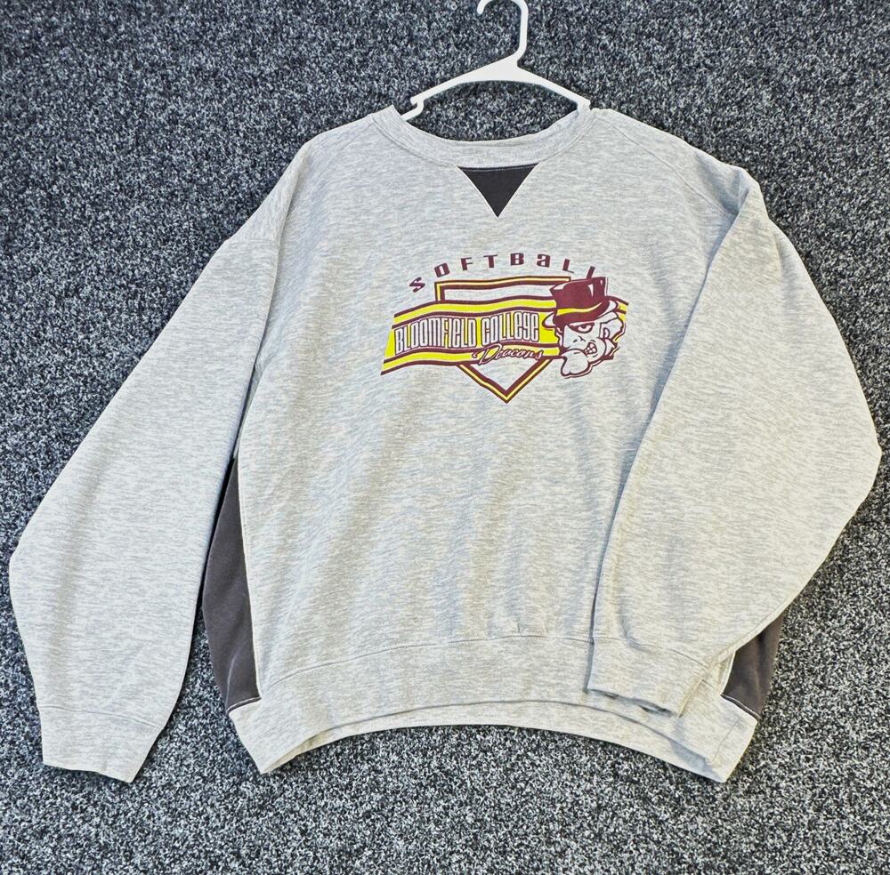 Badger Sport Men's Gray Crew Neck Pullover Sweatshirt XL College Softball Logo
